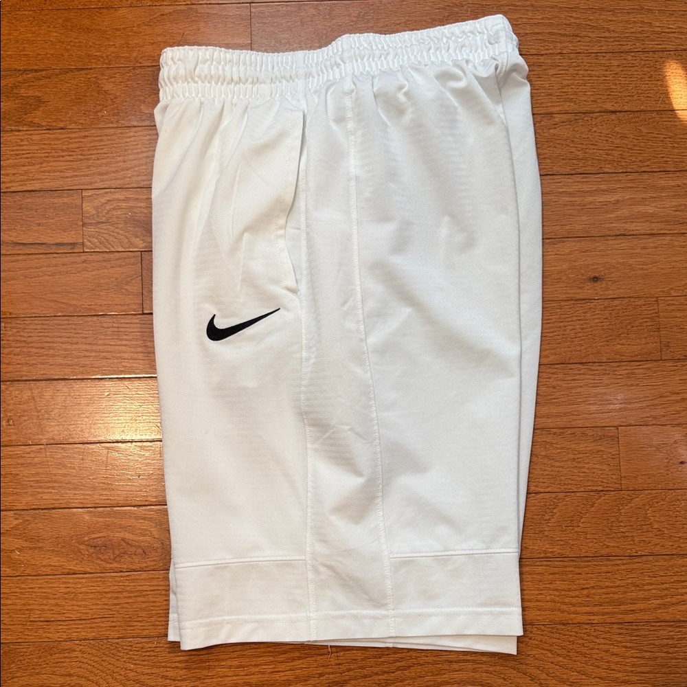 Nike White Sports Shorts with Black Logo